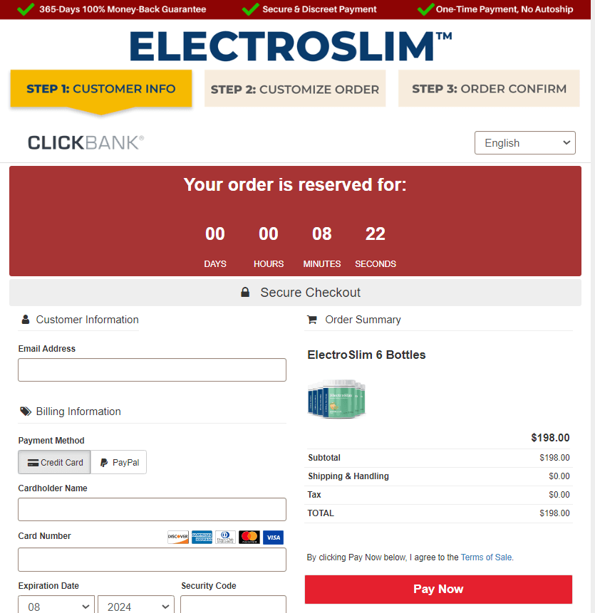 Electroslim order page